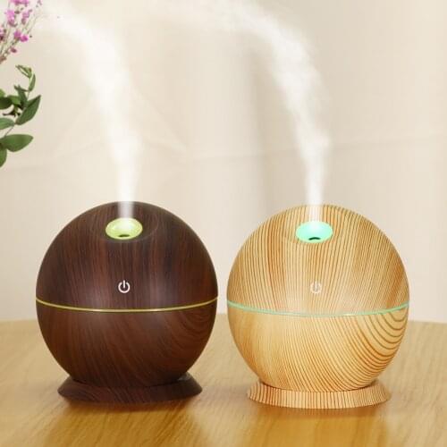 130ml Wood Grain Ultrasonic Air Humidifier With 7 Color Change LED Night Light Essential Oil Aroma Diffuser Cool Mist Maker