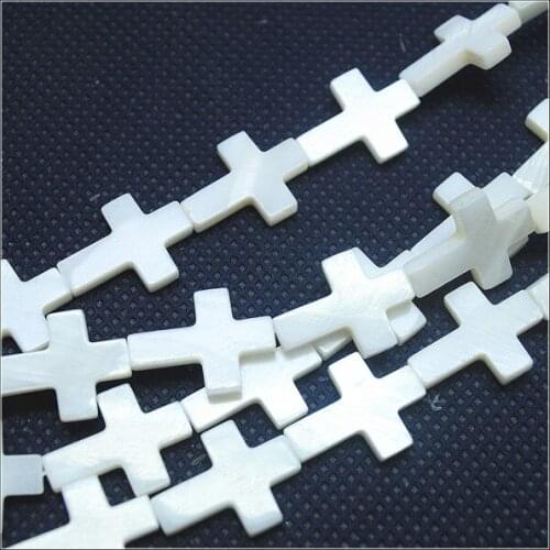 White shell beads accessories mother of pearl cross shape for womens bracelets making jewelry findings size 15x20mm 10x14mm