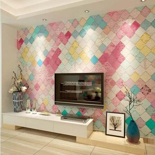 3d Abstract Geometry Plaid Colorful Photo Wall Paper Mural Wedding RoomWallpaper for Walls 3 d Wallpaper on the Wall in Rolls