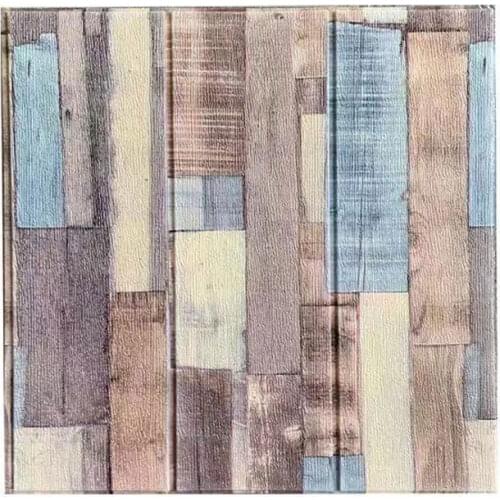 3D Self-Adhesive Foam Wall Sticker Waterproof Wood Grain Wallpaper 35×35cm DIY Wall Decal Home Decoration