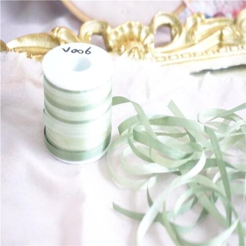 4mmx10m/roll variegated of 100% pure silk embroidery ribbon thin taffeta high quality silk edge ribbon Anya Ribbon Handcraft