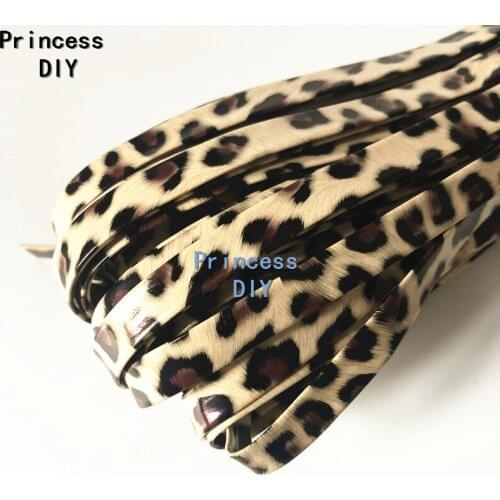 5M/Lot Beige 3/8'' PU Leather Ribbon Printed 10mm Faux PU Ribbon Cord Bias DIY Chocker Collar Book Planner Accessory Material