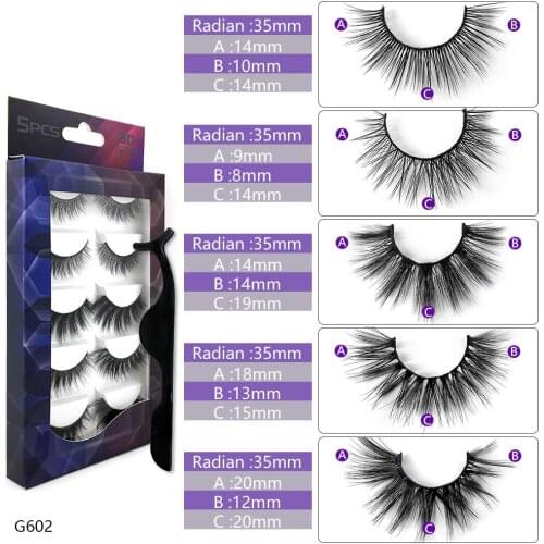 5 Pairs Multipack 3D Soft Mink Hair False Eyelashes Handmade Wispy Fluffy Long Lashes Natural Eye Makeup Tools Faux Eye Lashes