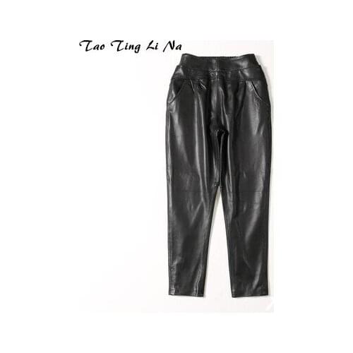 Top brand New 2020 Women Fashion Genuine Real Sheep Leather Pants C12 high quality
