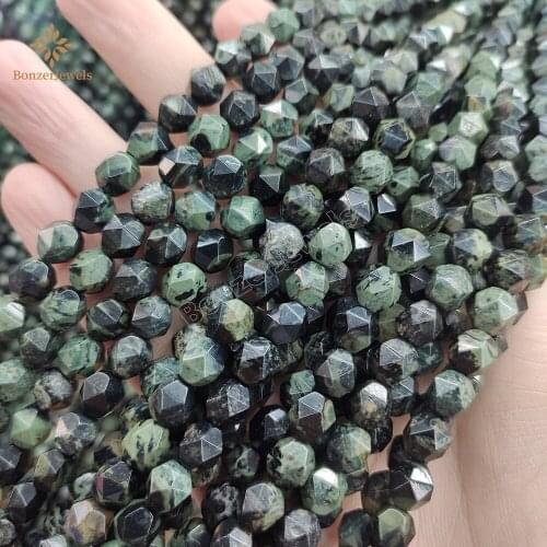 Diamonds Cut Natural Stone Star Faceted Polygon Kambaba Jaspers Beads For Jewelry Making Bracelet Accessories 15"Strand
