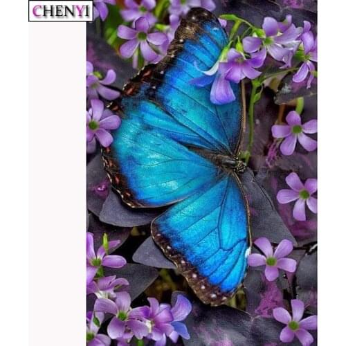 CHENYI 5D Diamond Painting Butterfly and Flowers Full Square/Round Drill Embroidery Diamond Mosaic Cross Stitch Handmade Gifts