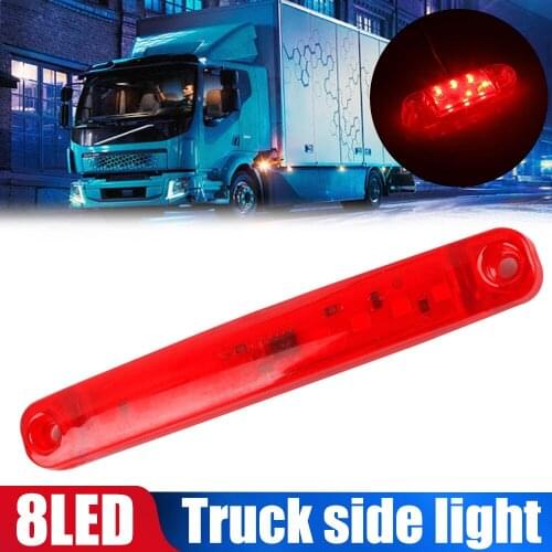 DC12-24V 8LED Side Light Truck Semaphore RV Red Lamp Amber Waterproof Auto Vehicles Chang Liang Light Guide