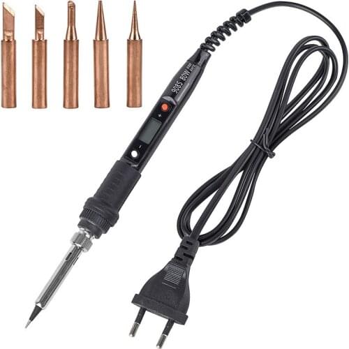 6-in-1 80W LCD Electric Soldering Iron Kit Adjustable Temperature Solder Iron With 5pcs Solder Tip Welding Equipment Set