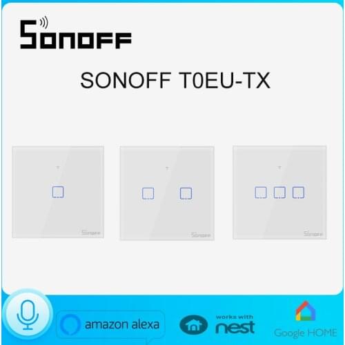 Sonoff T0EU 1/2/3 gang TX Wall Light Switches 86 Type Remote Controlled Wifi Switch With Border Works With Alexa Google Home