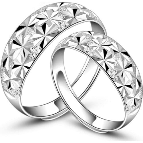 Real Pure 925 Sterling Silver Rings For Women And Men Simple Ring Wedding Band Ring For Lovers Couples