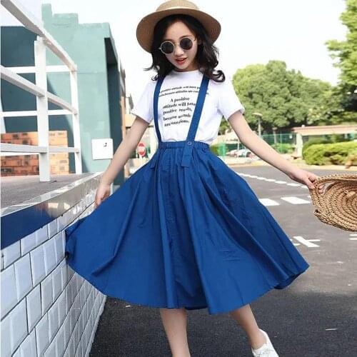 4 To 14 Years Girl Summer Clothes Sets Teen Cute Vest Dress and Short Sleeve T Shirts Children 2 Pieces Suit Girl Clothing 12