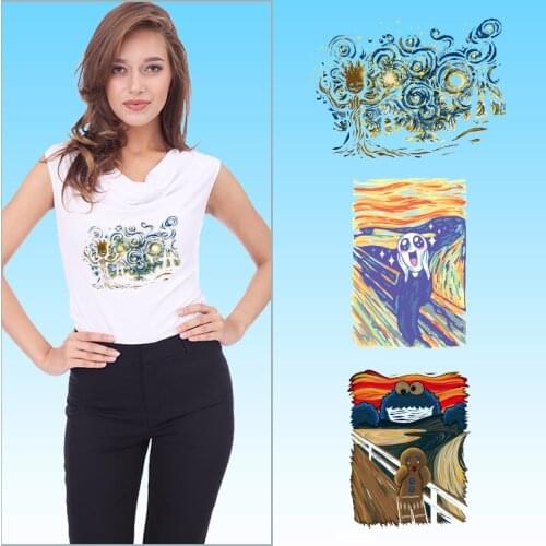 Scarecrow Colorful paintings Heat-sensitive patches Thermal Stickers on Clothes Ironing stickers Printed Ironing For Clothing