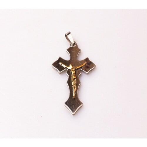 Christ Cross Pendant Necklace Male Sturdy Stainless Steel Crucifix Link Chains Religious Jewelry