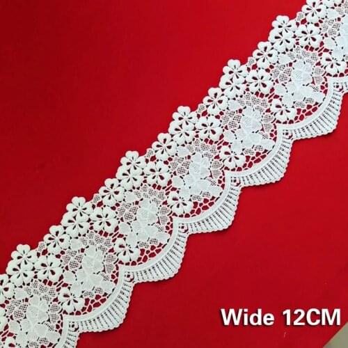 12CM Wide Retro French Lace Fabric Water-Soluble Flower Embroidery Lace Tassel Neckline Collar DIY Handicraft Decoration