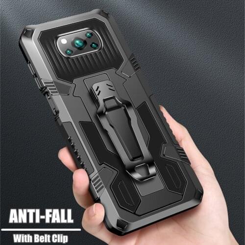 Metal Back Clip Cover Funda For Xiaomi Poco X3 NFC Coque Shockproof Armor Case For Mi POCOx3 nfc x3nfc Capa