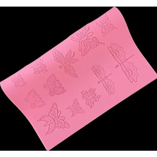 Minsunbak Beautiful Butterfly Pattern Lace Mat Silicone Lace Mold Fondant Cake Border Decorative Lace tooT