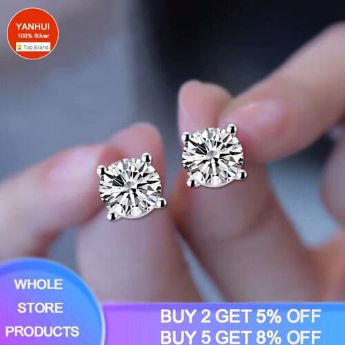 With Certificate Silver 925 Earrings Set 6/8mm Zirconia Diamond Stud Earrings Womens Gift (If Fake, Refund 10 Times The Price.)