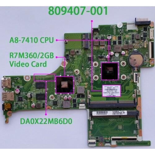 Genuine 809407-001 809407-501 809407-601 DA0X22MB6D0 w R7M360/2GB A8-7410 CPU Laptop Motherboard for HP 15-AB Series NoteBook PC
