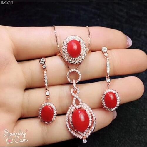 Natural Carnelian jewelry set Natural Real Carnelian925 sterling silver 1pc pendant,1pc ring ,2pcs Earring
