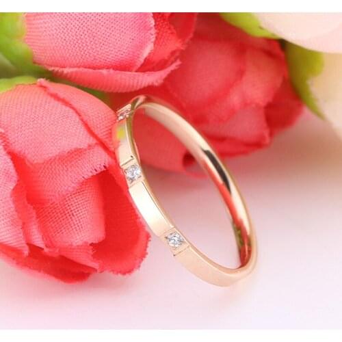 Rose gold couple rings for women Zircon Lovers stainless steel rings simple crystal rings jewelry gifts for woman accessories