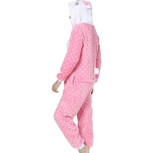 3 Designs Bow Cat Onesie Pajamas Kigurumi Animal Cosplay Costume Halloween Family Pijamas Women