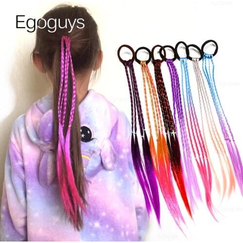 1PC Girls Hair Ring Wigs Ponytail Holder Elastic Headbands Kids Scrunchie Rubber Bands Twist Braid Rope Hair Ornament Headwear