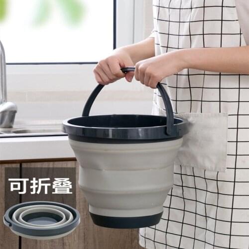 Folding Silicone Bucket Car Wash Outdoor Fishing Plastic Bucket Bathroom Kitchen Camp Laundry Household Bucket Cleaning Tools