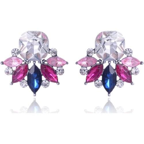 TODOX New Korean Personality Fashion Jewelry Earrings For Women Retro Geometric colorful Acrylic Crystal Female Elegant hot sale