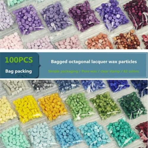 Sealing wax beads stamp wax seal 62 color octagonal lacquer wax seal 1bag 100p 35g envelope document wedding invitation No.303