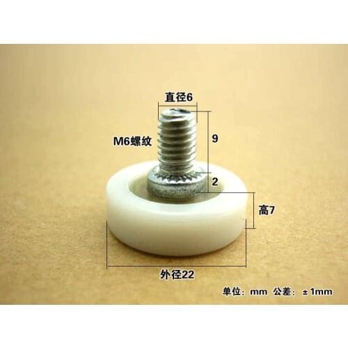 High quality polyformaldehyde POM coated with M6 screw Diamater: 6*22*7mm