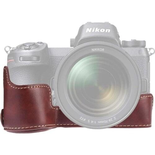 Pu Leather Case Bottom Opening Version Protective Half Body Cover Base For Nikon Z6 Z7 Camera