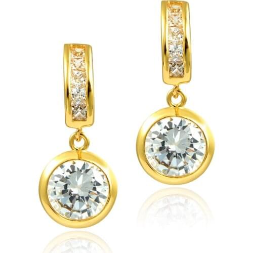 DORMITH round AAA cubic zircon drop earrings for women Dangle Earrings 18k gold plated for women jewelry