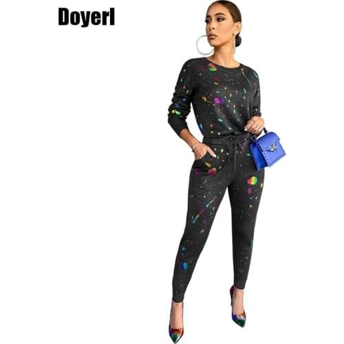 Ladies Tracksuit Sets Casual Tracksuit Women Two Piece Set Top and Pants Print Sweat Suits Women Matching Sets Lounge Wear 2021