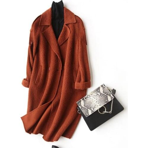 Fashion Long Wool Coat Women Alpaca Cashmere Coats 4040 Autumn Winter Wool Jackets Overcoat manteau femme hiver 37034