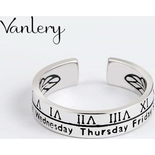 Wholesale Antique Silver Color Letter Rings For Women Statement Jewelry Finger Ring anillos mujer bijoux