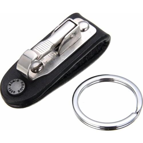 1pc Detachable Keychain Stainless Steel Leather Detachable Keychain Belt Clip Key Ring Holders Parts