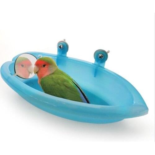 10pcs/lot Parrot Bathtub With Mirror Pet Cage Accessories Bird Mirror Bath Shower Box Bird Cage Pet Small Bird Parrot Cage