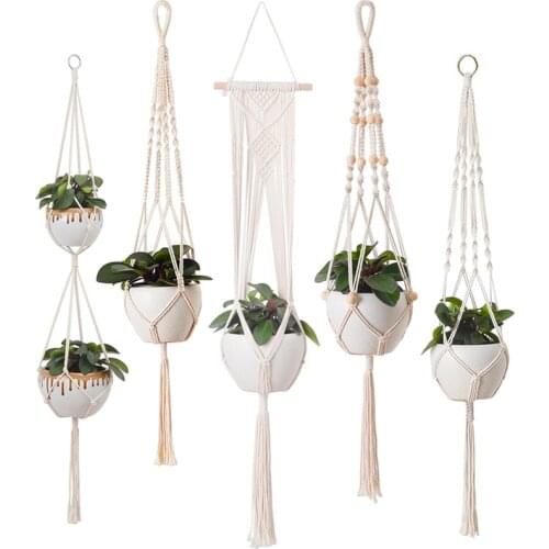 100% Handmade Hanging Baskets Flowerpot Plant Holder Macrame Plant Hanger Indoor Wall Hanging Planter Plant Holder Basket
