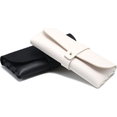 166*70mm Soft Leather Glasses Cases Women Men Suglasses Case Eyeglasses Bags Button Spectacles Box Students Eyewear Case