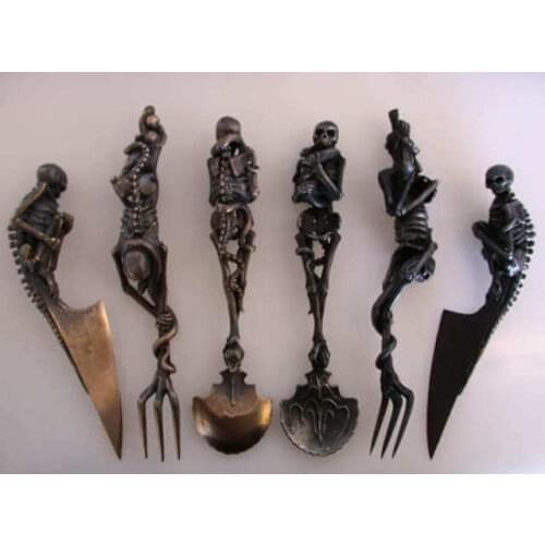 3PCS/SET Halloween Skeleton Knives Presonality Stainless Steel Fork/Spoon/Knife Flatware Holiday Decoration Gifts