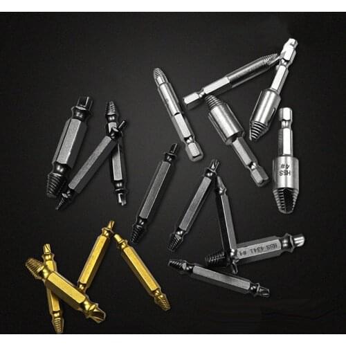 4 Pcs/Set Damaged Drill Easy Out HSS Screw Extractor Remover Repairing Tool