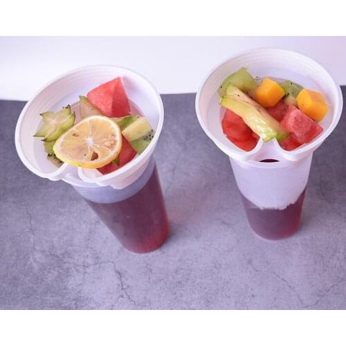 50pcs Net red snack round steak tray white fried chicken plate 500ml clear plastic cup ice cream dessert cups party creative cup