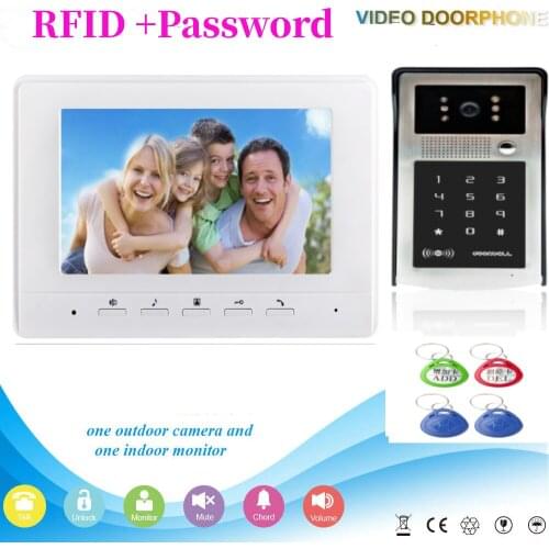 7 Inch Monitor Video Door Phone Doorbell Intercom Fingerprint RFID Password Access Control Unlock Video Door Intercom System