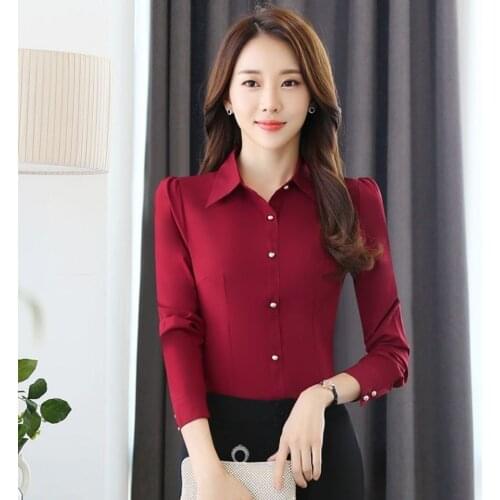 New Spring Elegant Women Blouse Female Vintage Satin Slik Shirt Blusa Feminina Formal Casual OL Slim Plus Size 4XL Tops S128