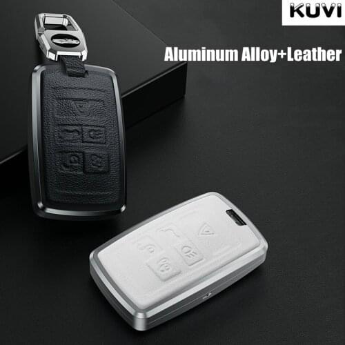 Alloy Leather Car Key Case Holder Keychain For Land Rover Range Rover Discovery 5 Sport 2018 2019 For Jaguar XEL E-PACE 2019
