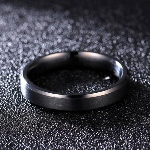 MANGOSKY 4mm Dull Polish Black Titanium Ring For Men and Women