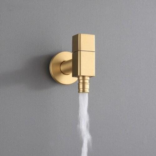 Zwart/Chrome Wall Mounted Wasmachine Kraan Mop Zwembad Kraan Tuin Outdoor Badkamer Water Kraan Brushed gold