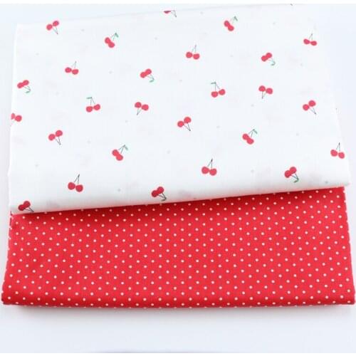 Baby Child Red Cherry Dot 100% Cotton Twill Fabric , DIY Patchwork Cloth,Sewing Quilting Bed Sheet Dresses Materials Fabric
