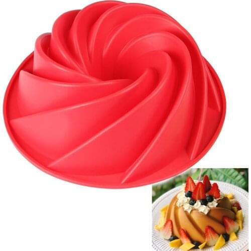 Large hollow round 9 inch chiffon cake mold gear plate silicone cake mold Pudding Jelly baking tool easy to release