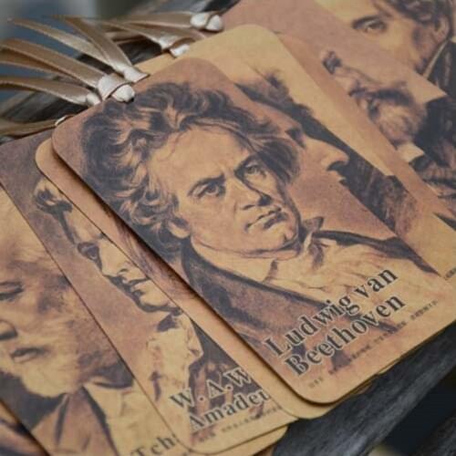 10 Pcs/Set World Famous Musician Retro Cardboard Bookmark Mona Lisa Book Holder Gift Stationery